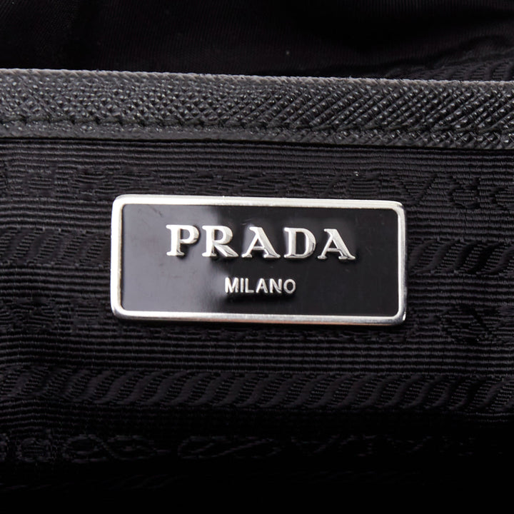 PRADA Re-Nylon Technical black silver logo triangle buckle small backpack bag