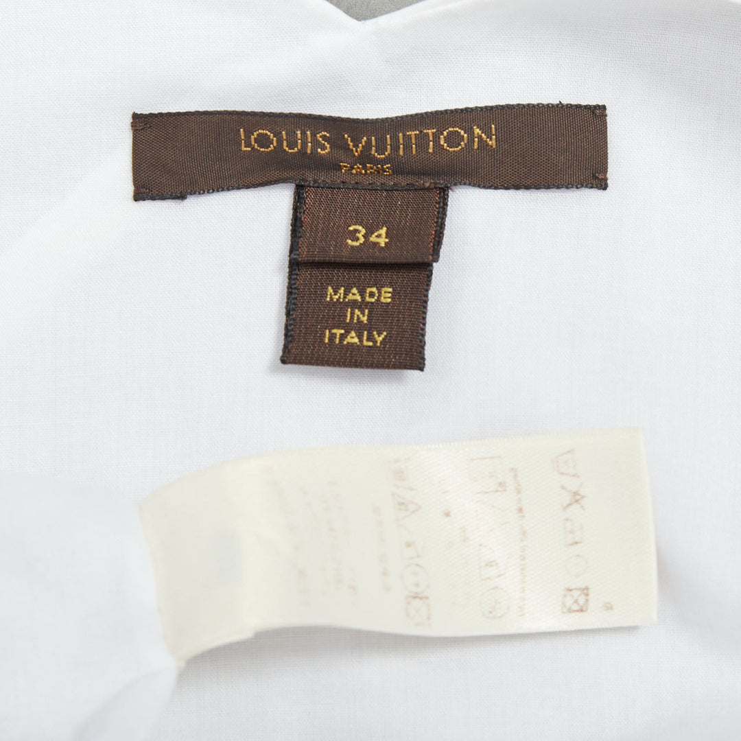 LOUIS VUITTON Marc Jacobs white cotton gold LV metal bow vest FR34 XS