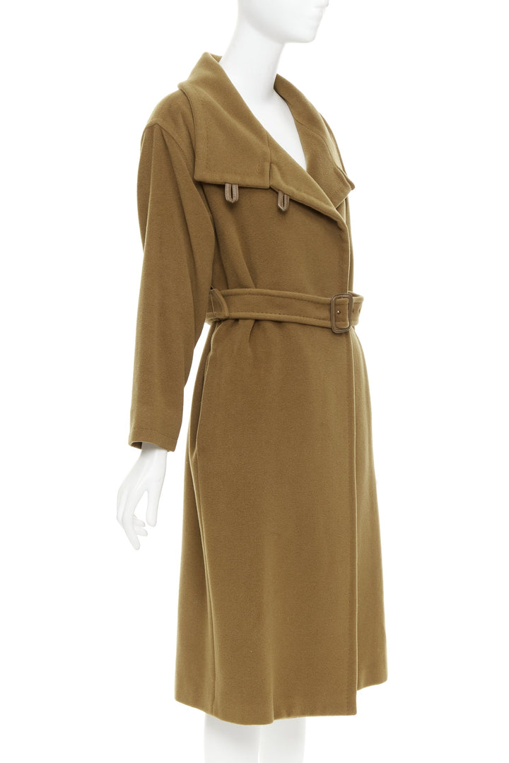 MAX MARA camel brown wool cashmere belted wide collar coat S