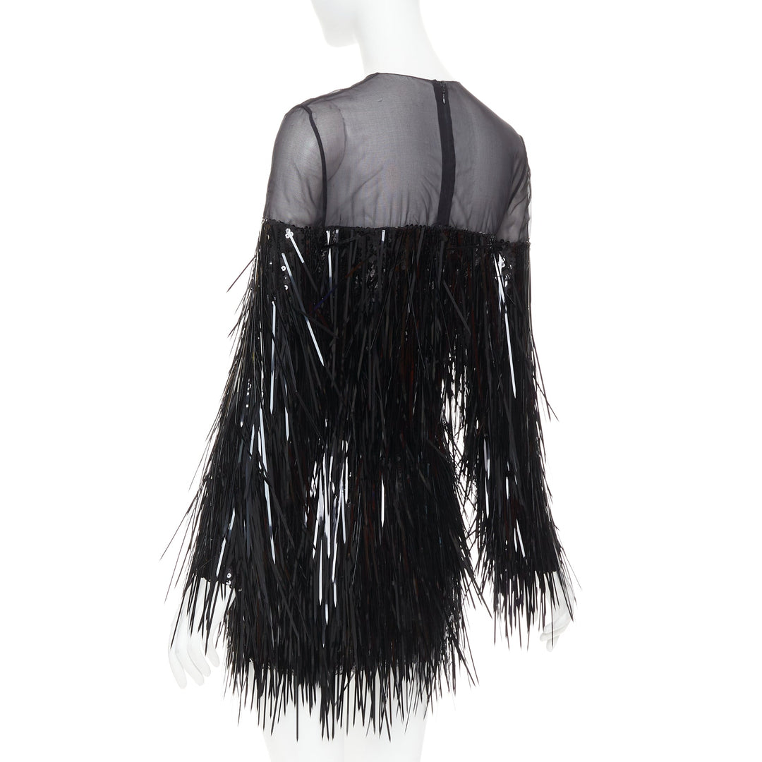 ALEXANDRE VAUTHIER COUTURE AW2022 Runway black long paillette sequin sheer dress