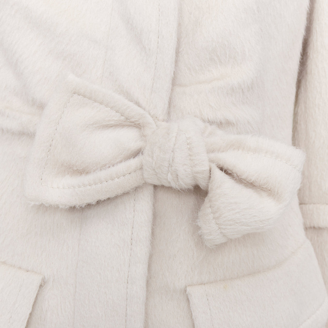 GUCCI 2004 Tom Ford ivory alpaca wool bow front trench inspired coat IT38 XS