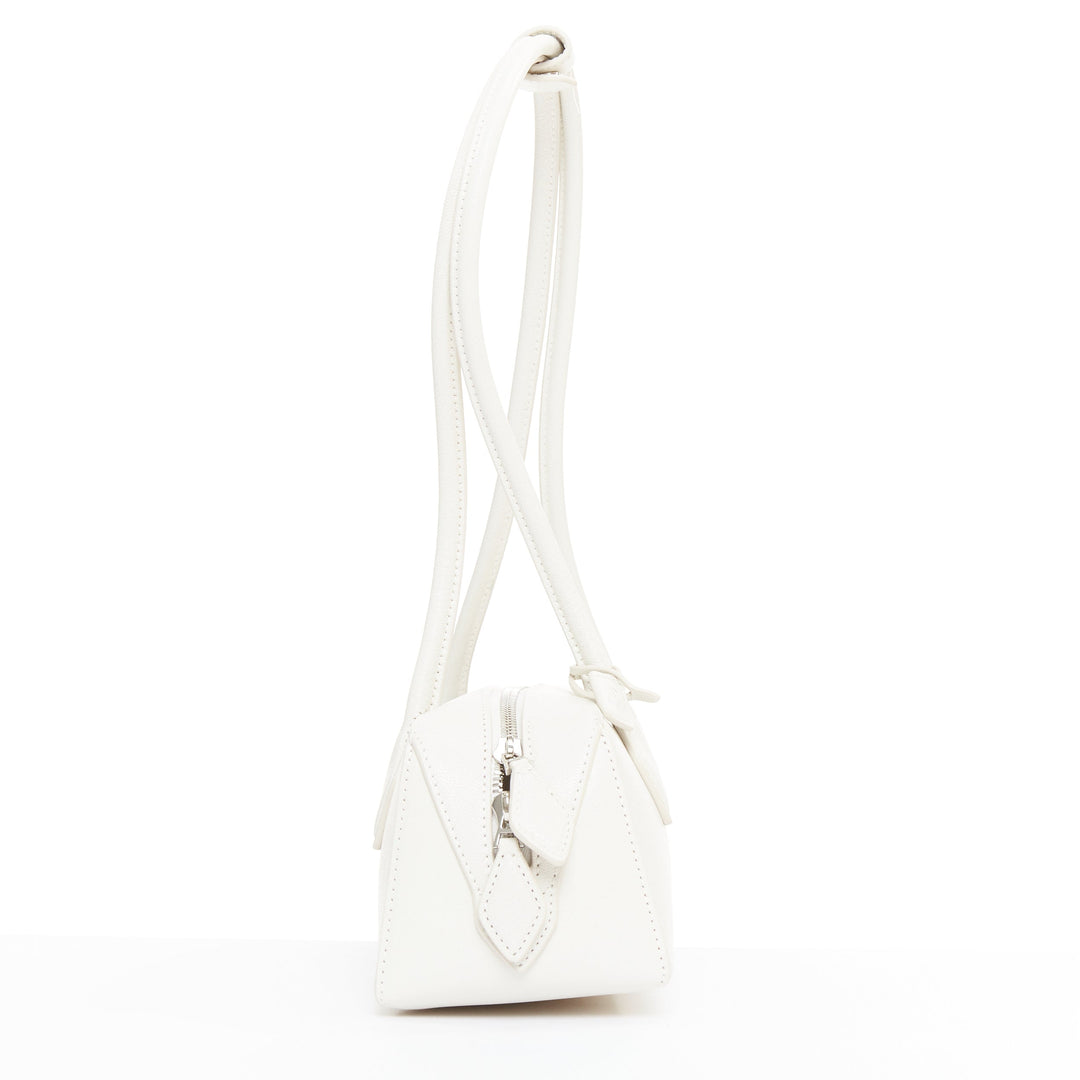 ALAIA Le Teckel Medium off white goat leather long handle east west shoulder bag