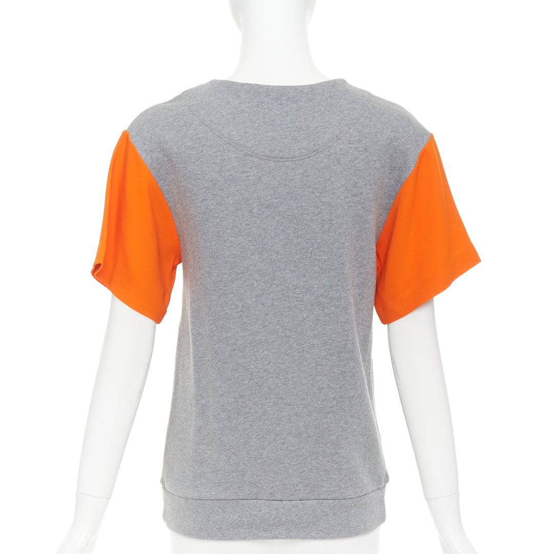 STELLA MCCARTNEY 2016 grey orange cotton embroidered Cactus sweater IT38 XS