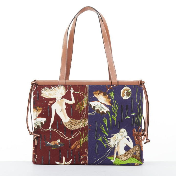 LOEWE 2020 PAULA'S IBIZA Mermaid Medium Cushion Tote printed canvas shoulder bag