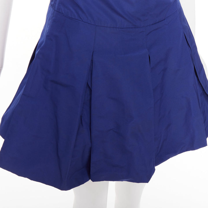 MIU MIU Vintage 2006 blue nylon box pleat A-line high waisted mini skirt IT38 XS