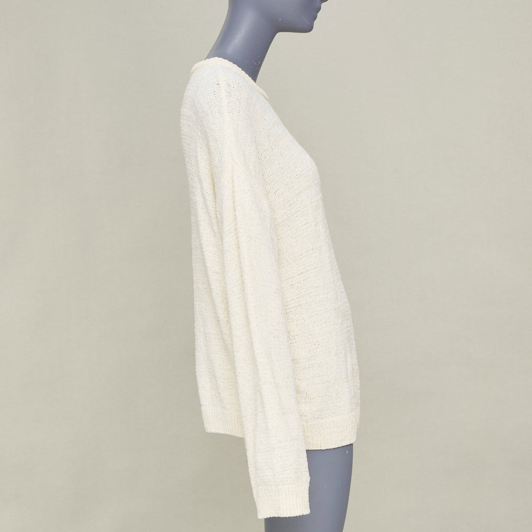 TOTEME 2022 Chenille relaxed drop shoulder cream ivory sweater knitwear XXS