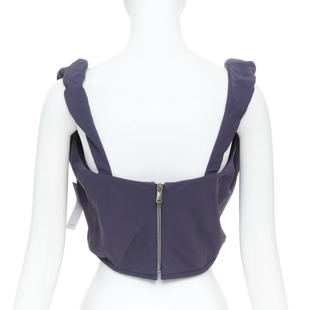 VIVIENNE WESTWOOD Sunday off-shoulder solid navy crepe corset bustier top IT44 L