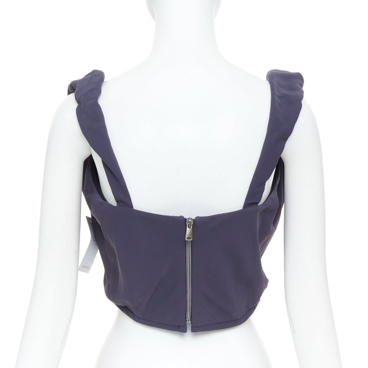 VIVIENNE WESTWOOD Sunday off-shoulder solid navy crepe corset bustier top IT44 L