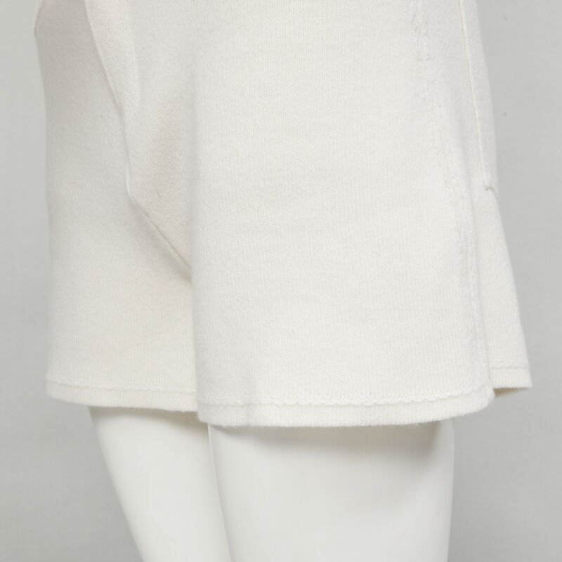 BARRIE Denim Suit cashmere cotton knit ivory shorts M