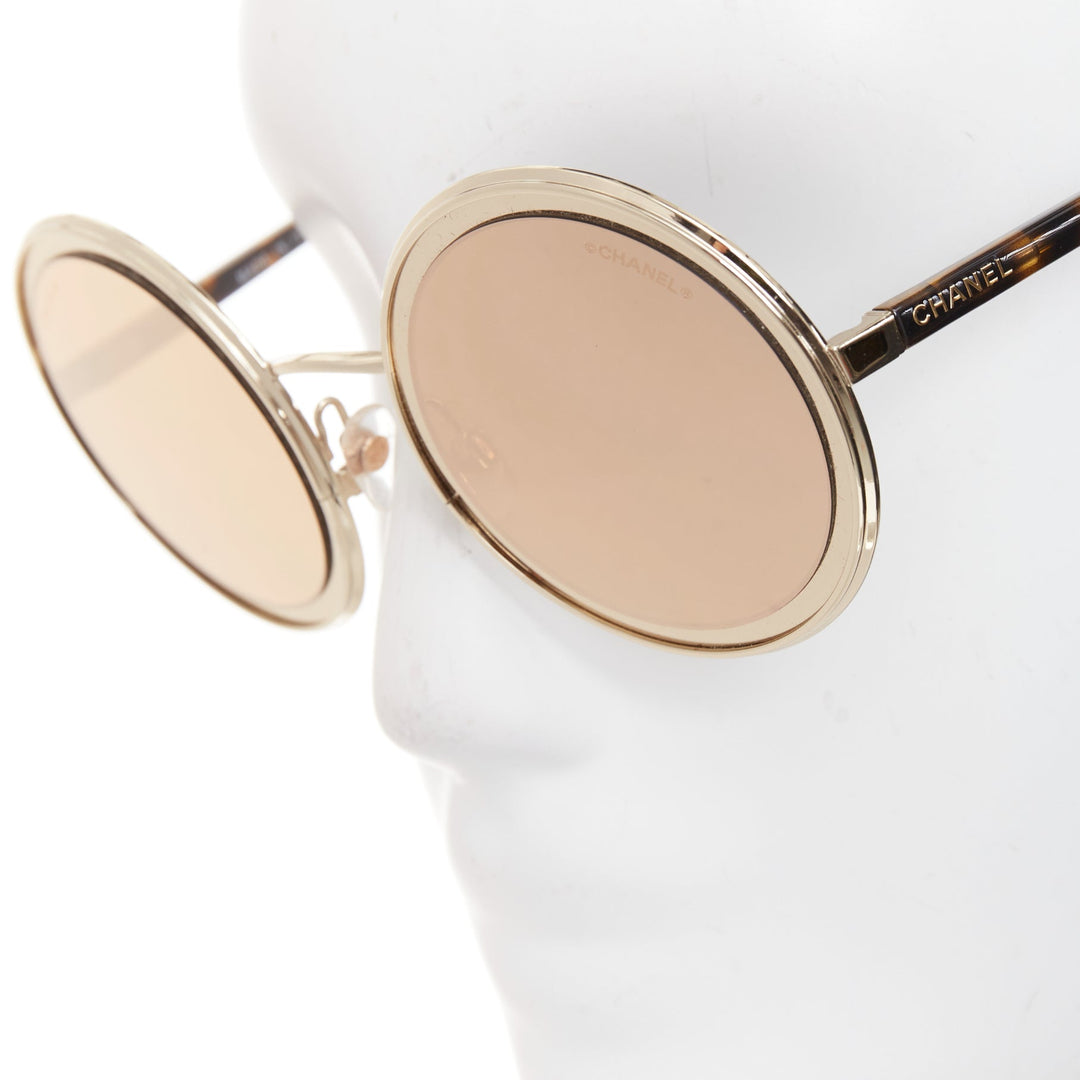 CHANEL 4226 gold-tone round mirrored lens resin temple sunglasses