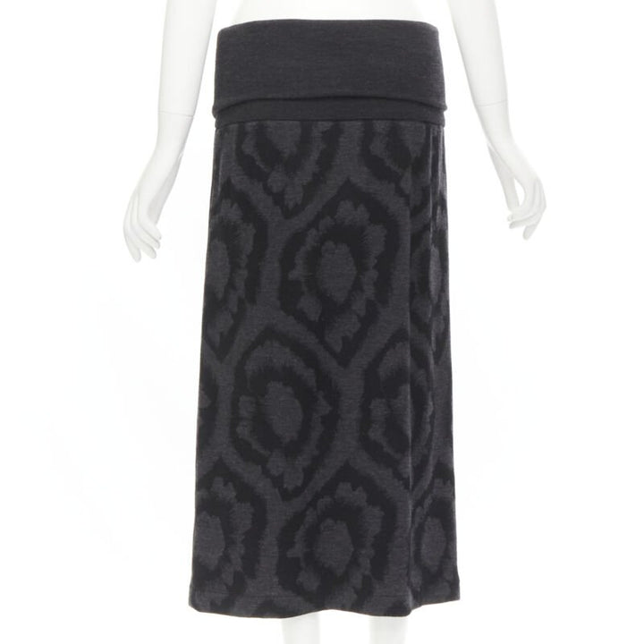 COMME DES GARCONS TRICOT 1980s Vintage grey floral print foldover waist skirt S