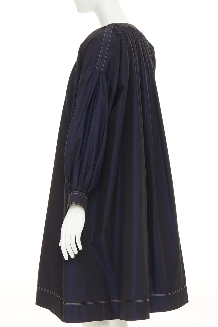 GIVENCHY 2020 navy cotton gold 4G totem button tent dress FR36 S