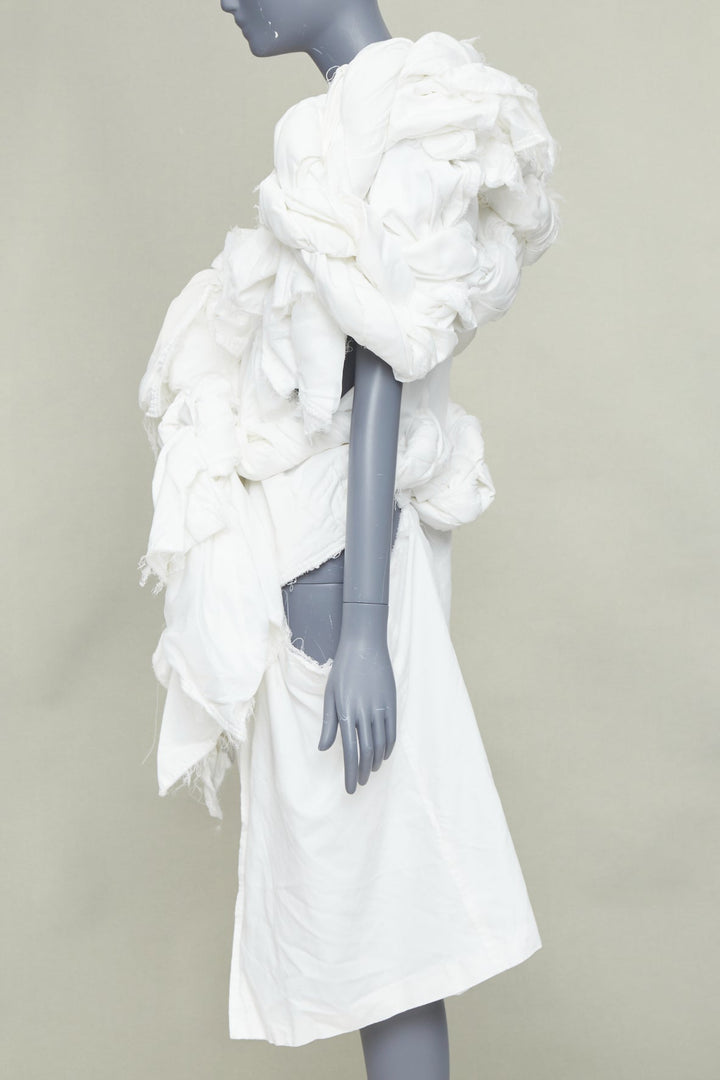 rare COMME DES GARCONS 2019 Runway white frayed cotton knotted bundle jacket XS