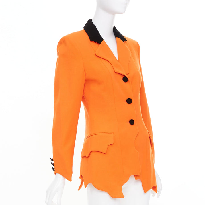 MOSCHINO Cheap & Chic orange virgin wool asymmetric wavy hem blazer IT42 M