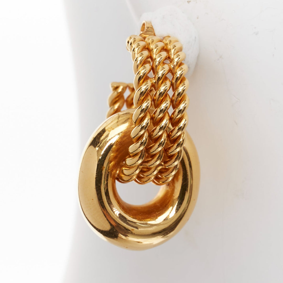 rare OLD CELINE Phoebe Philo 2018 Twisted Rope Double Hoop pin earrings Pair