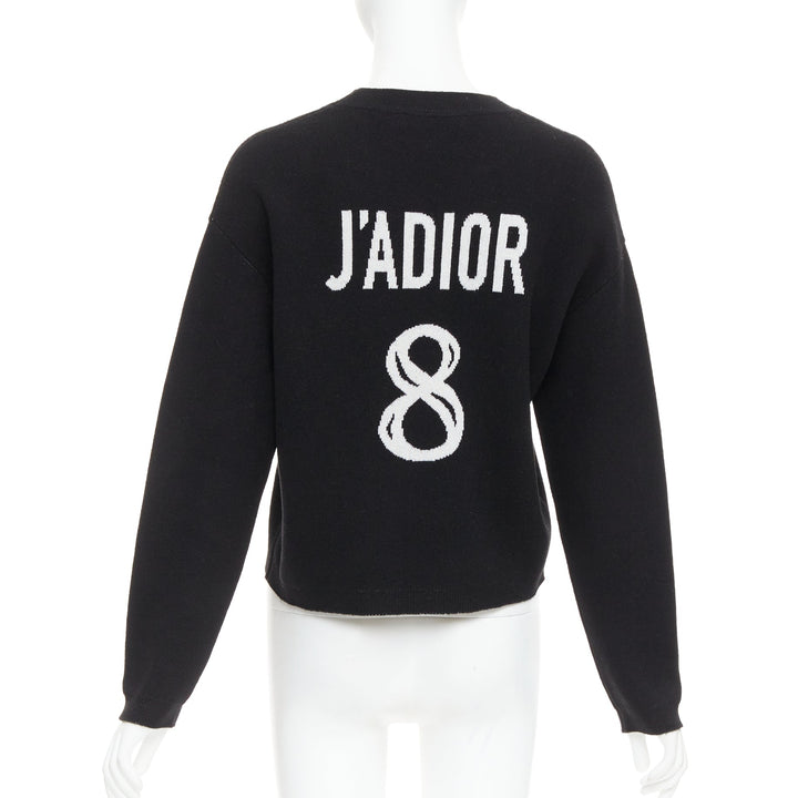 CHRISTIAN DIOR J'adior 8 black cashmere blend  crew neck crop sweater FR34 XS