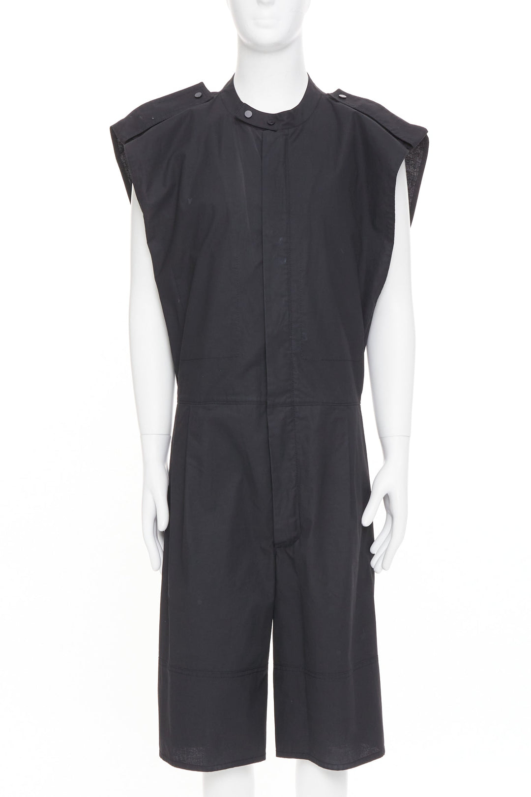 BOTTEGA VENETA 2020 Runway black cotton sleeveless utility jumpsuit IT46 S
