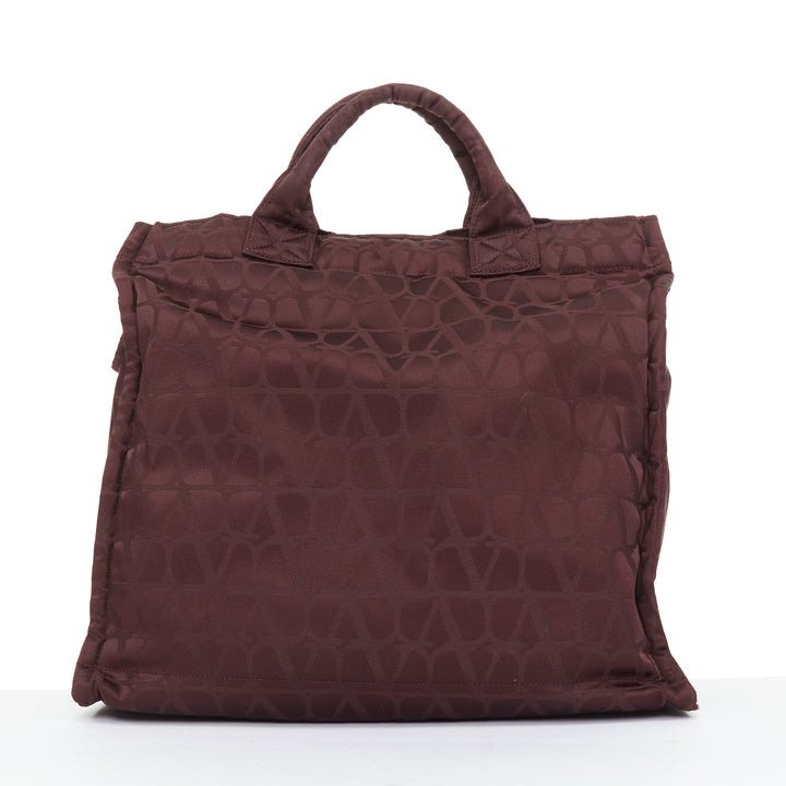 rare VALENTINO PORTER 2024 Runway burgundy nylon VLOGO top handle crossbody tote