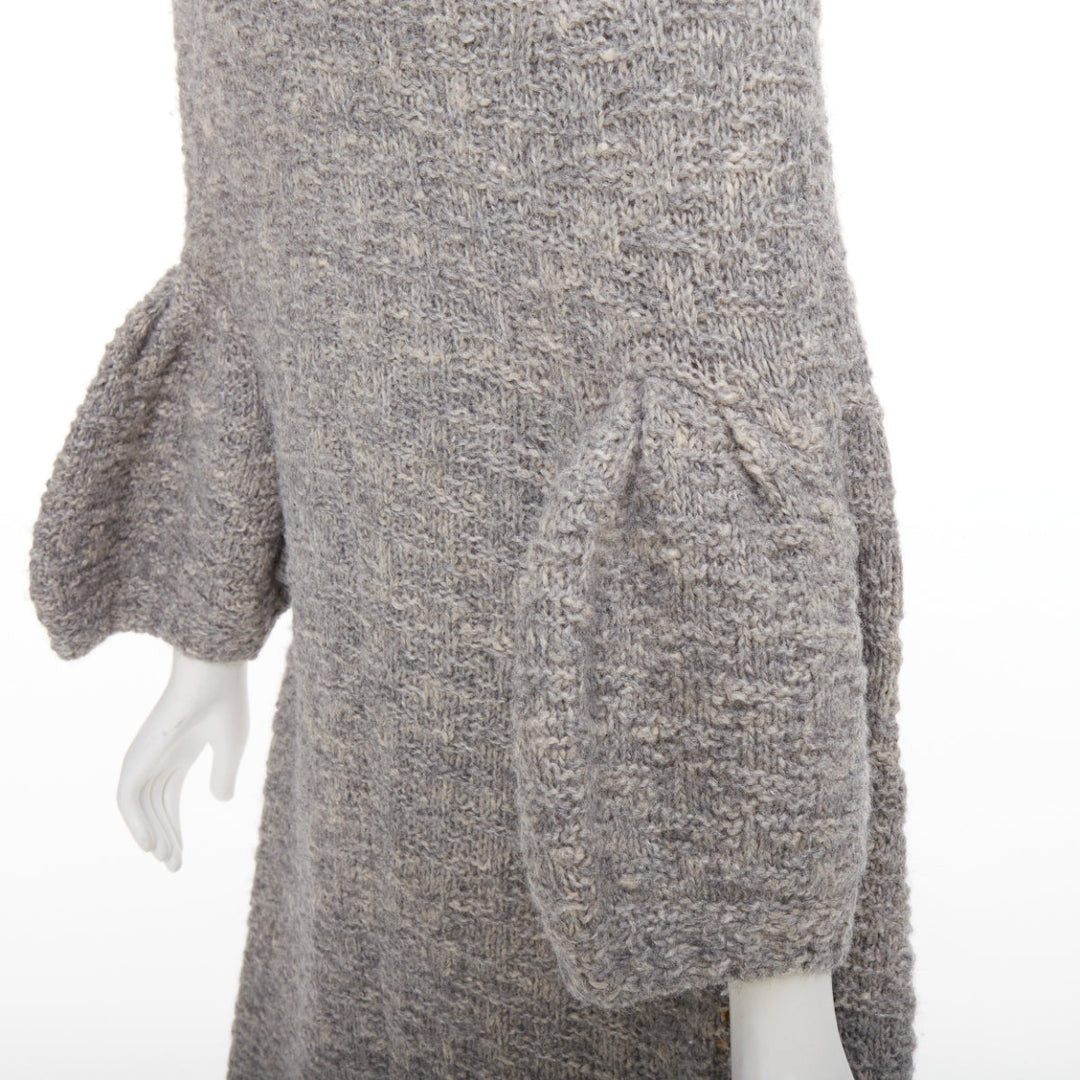 STELLA MCCARTNEY grey alpaca flax blend chunky knit hooded cardigan IT36 XXS