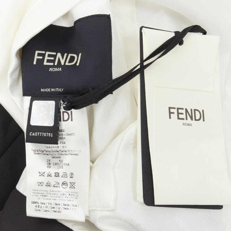 FENDI 2021 Reversible 100% silk black white logo padded jacket IT52 XL