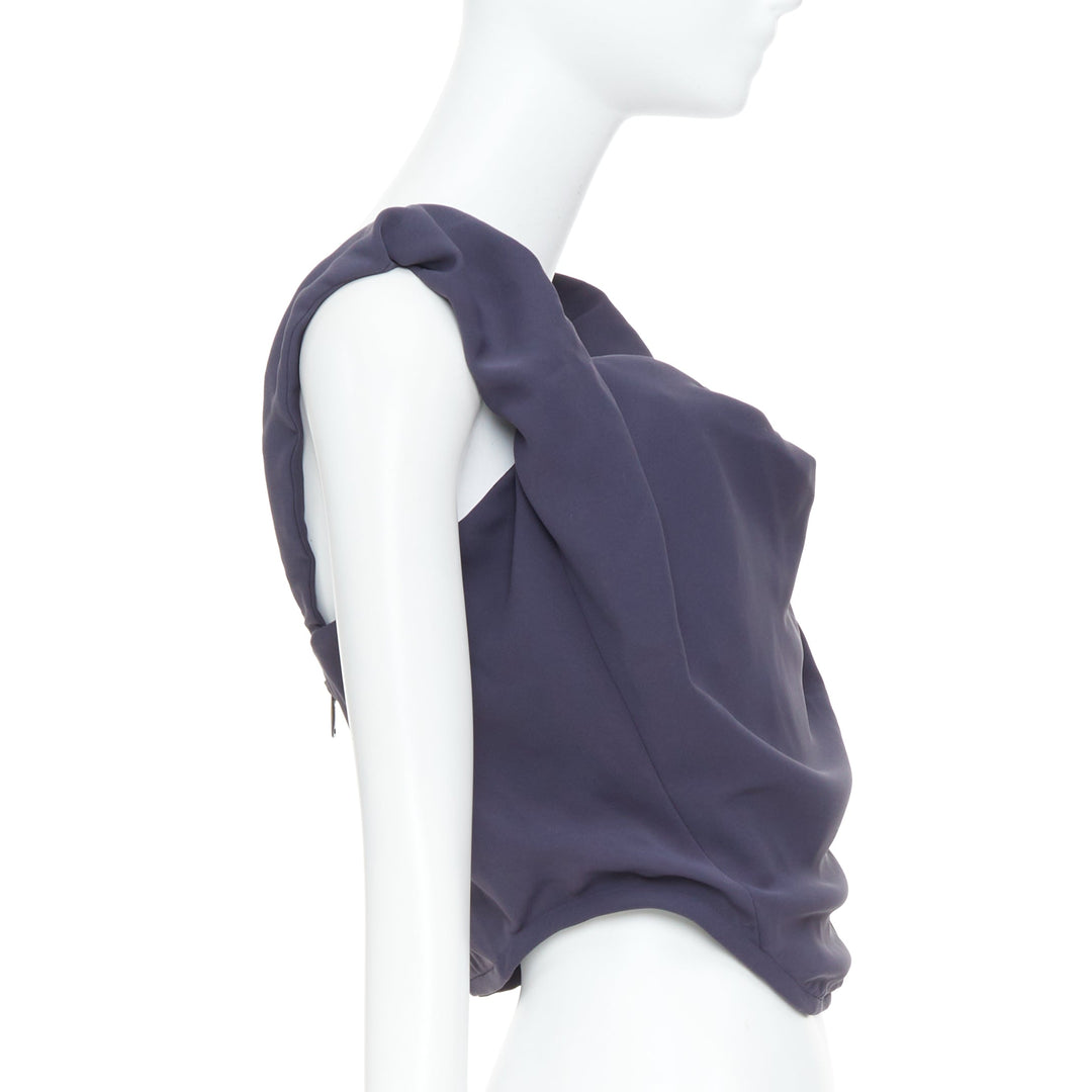 VIVIENNE WESTWOOD Sunday off-shoulder solid navy crepe corset bustier top IT44 L