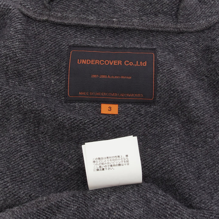 UNDERCOVER 2007 wool angora blend raw edge sleeve hooded vest JP3 L