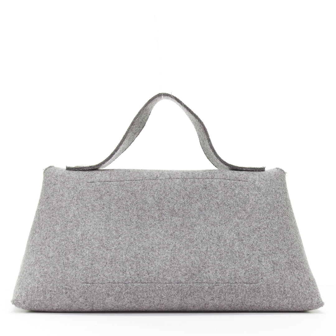 rare CELINE Phoebe Philo 2014 Runway Orb grey wool felt top handle bag