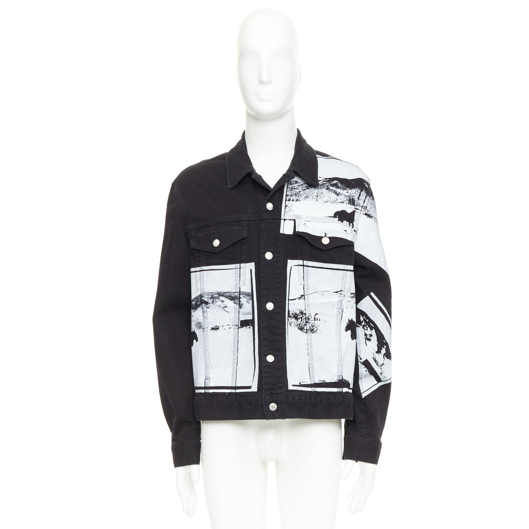 CALVIN KLEIN 205W39NYC Raf Simons Andy Warhol black pop art trucker jacket L