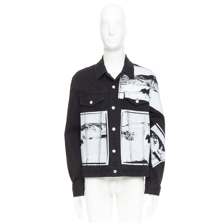 CALVIN KLEIN 205W39NYC Raf Simons Andy Warhol black pop art trucker jacket L