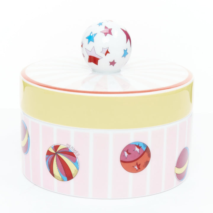 RHERMES Circus Round Box pink yellow white star balls porcelain container