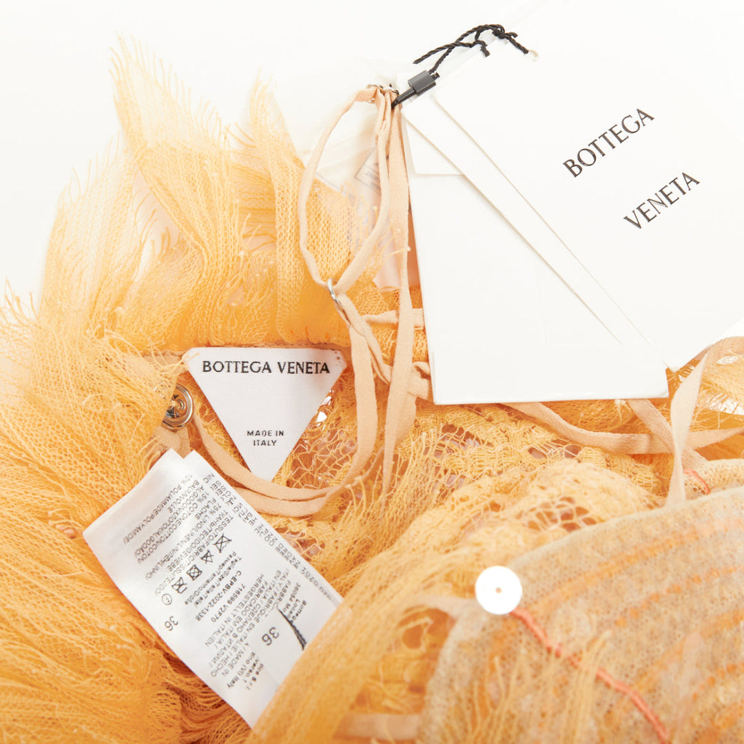 rare BOTTEGA VENETA 2022 Runway nude sequin nipple feather slip dress IT36 XXS