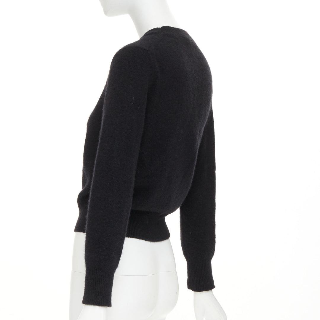LOUIS VUITTON Cursive Signature black white wool blend fluffy logo sweater XS