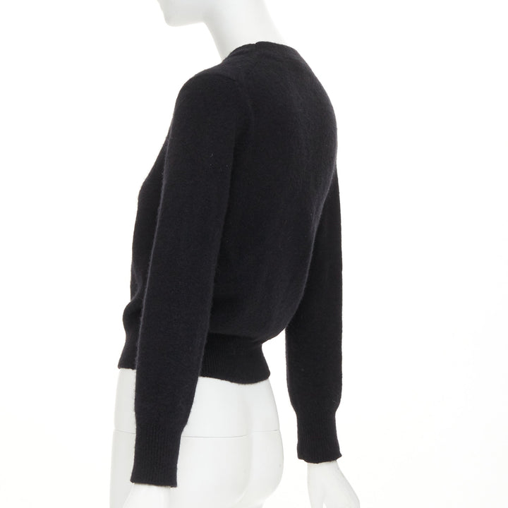 LOUIS VUITTON Cursive Signature black white wool blend fluffy logo sweater XS