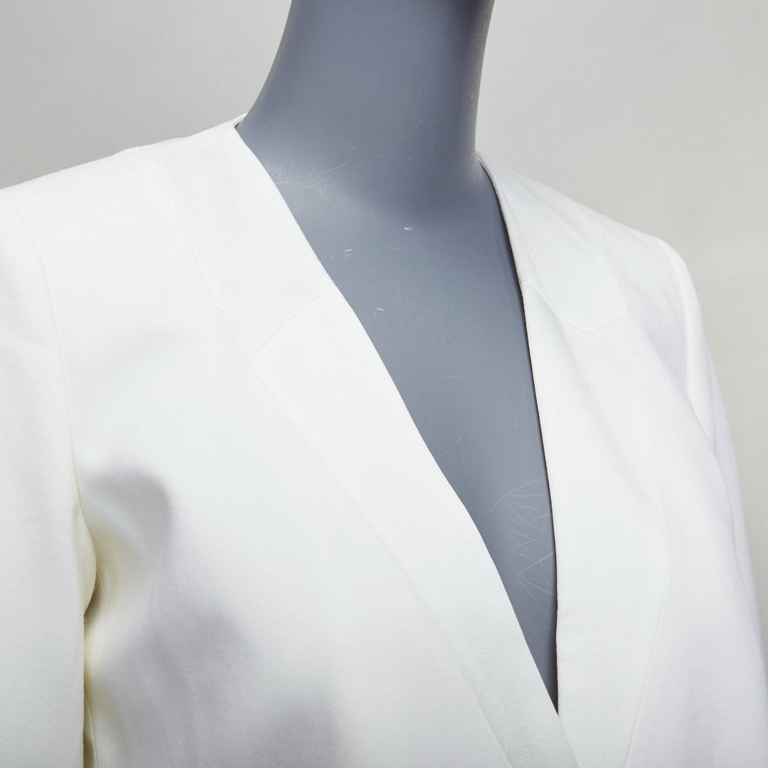 THEORY cream tromp loeil lapel shoulder pad cropped tux blazer US0 XS