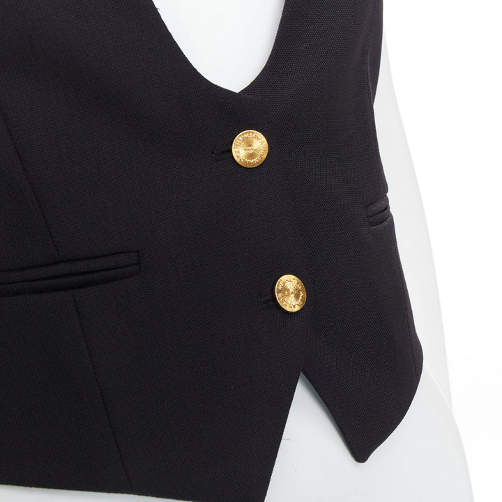 ALEXANDRE VAUTHIER COUTURE Runway black gold buttons plunge neck waistcoat vest
