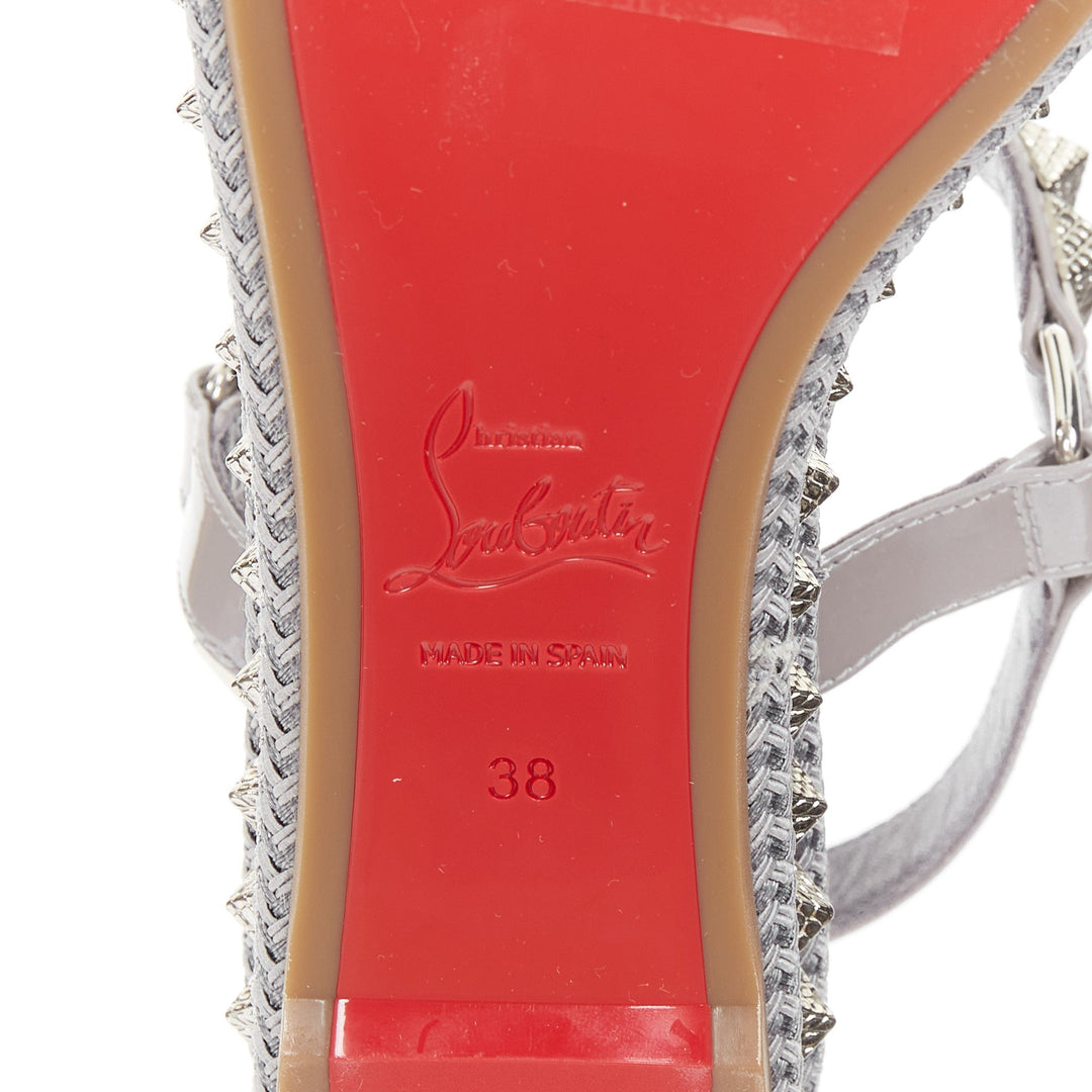 CHRISTIAN LOUBOUTIN Pyraclou 60 mauve patent spikes platform wedges EU38