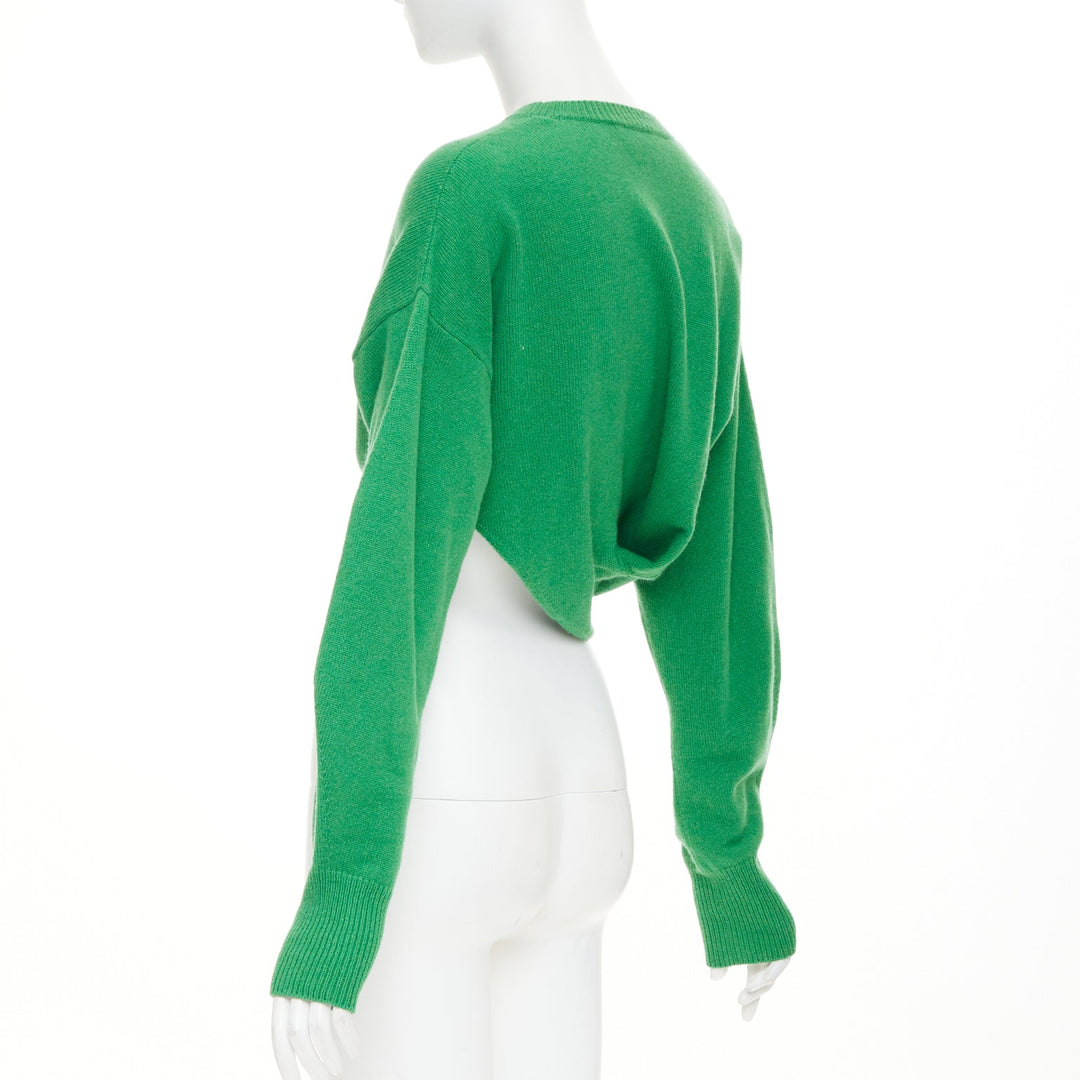 ALEXANDER MCQUEEN 2023 kelly green wool cashmere twisted curved sweater S