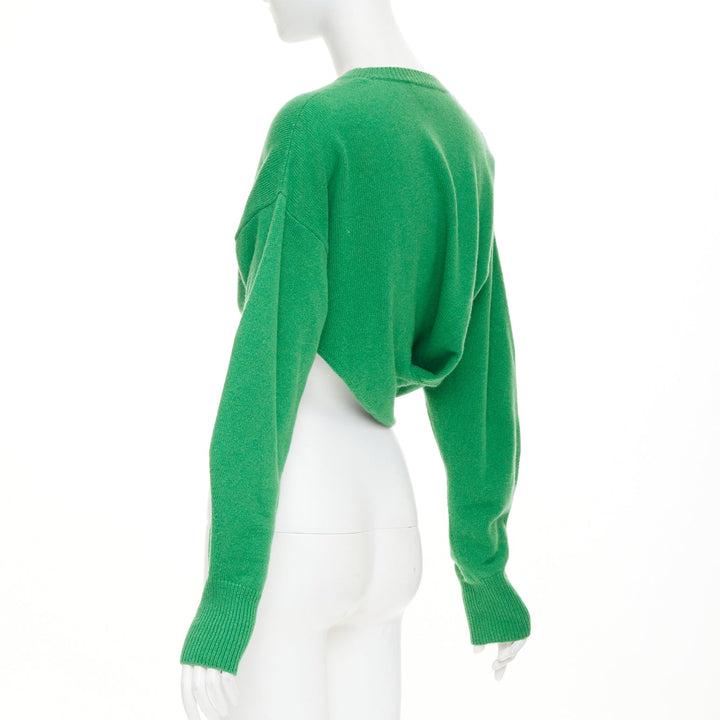 ALEXANDER MCQUEEN 2023 kelly green wool cashmere twisted curved sweater S