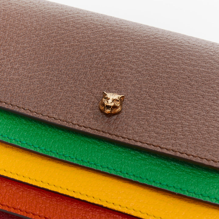 GUCCI 2017 Runway Totem rainbow brown leather flap envelop clutch bag