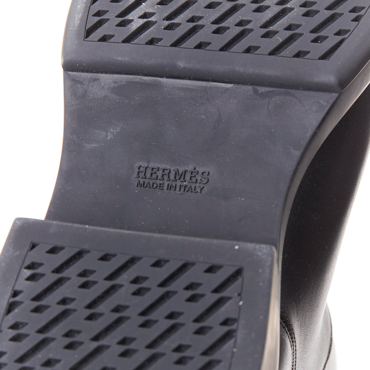HERMES Jumping So Black calfskin leather matte hardware tall riding boots EU38