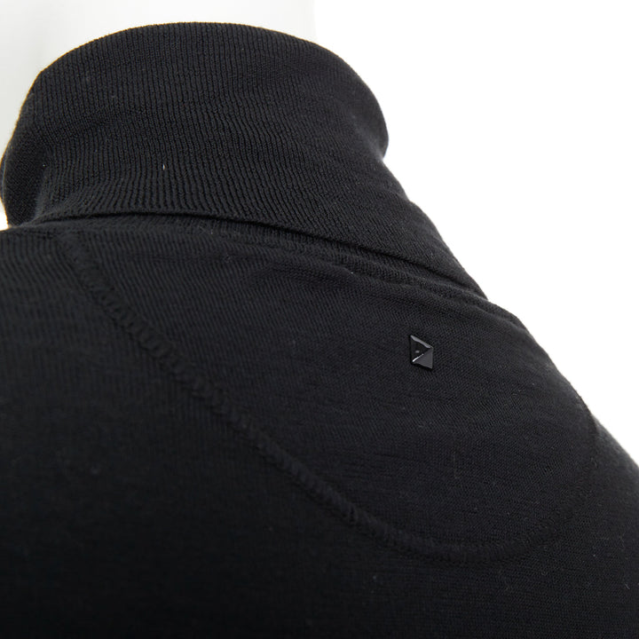 VALENTINO 2021 Rockstud black fine knit virgin wool turtleneck sweater M