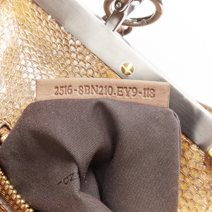 FENDI Peekaboo brown soft leather mixed metal turnlock top handle shoulder bag