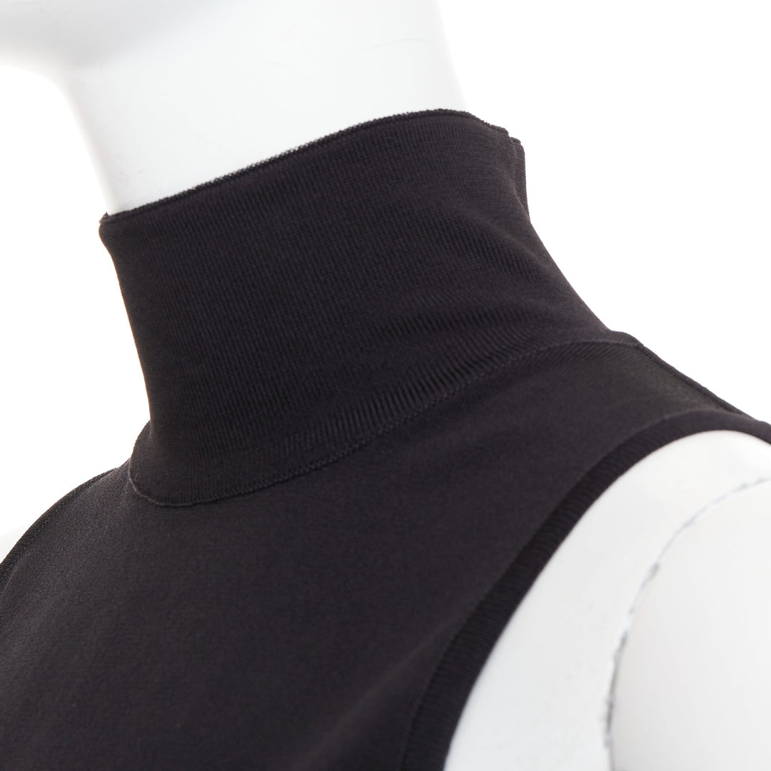 ALEXANDRE VAUTHIER black stretch knit high neck zip back sleeveless top