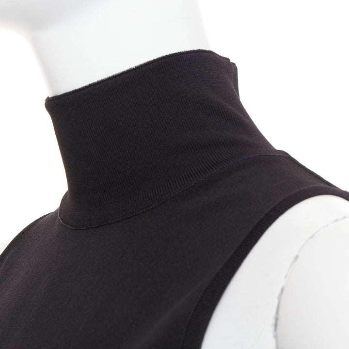 ALEXANDRE VAUTHIER black stretch knit high neck zip back sleeveless top