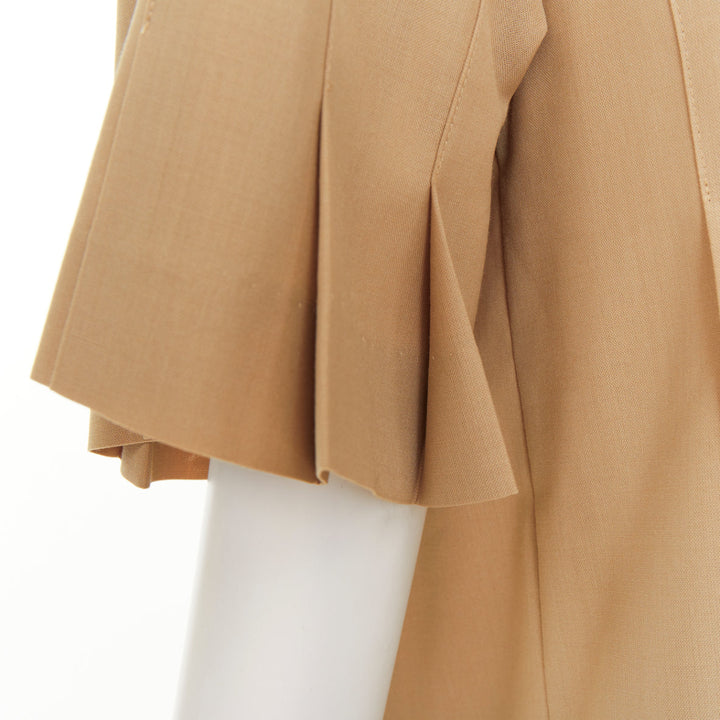 SACAI 2023 Runway khaki pleated pocketed short sleeve suiting boxy shirt JP1 S