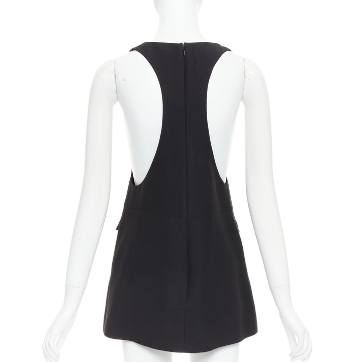 VALENTINO black wool silk Rockstud pockets scoop minid ress IT38 XS