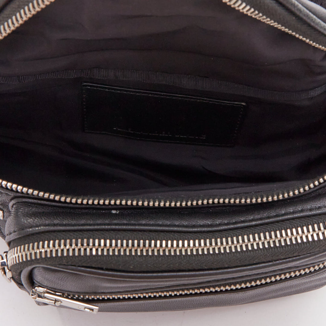 ALEXANDER WANG Attica black leather silver multi zip waist belt bag