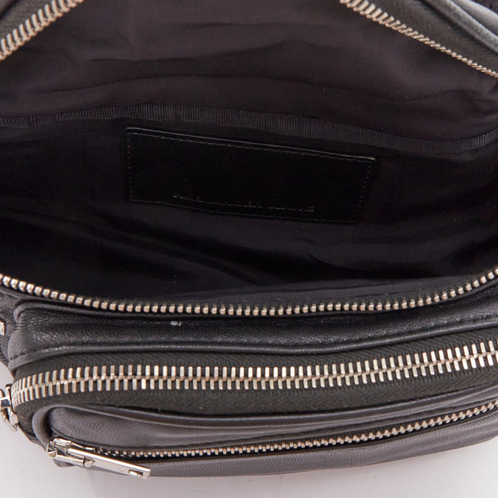 ALEXANDER WANG Attica black leather silver multi zip waist belt bag