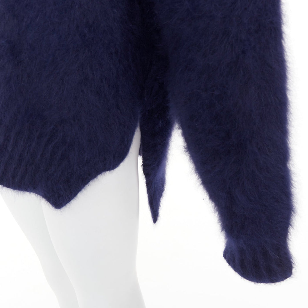CELINE 2017 Runway Phoebe Philo navy fuzzy angora oversized sweater M