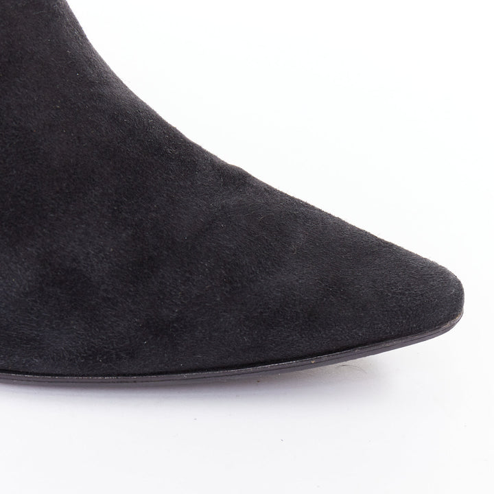 MANOLO BLAHNIK Vintage black suede pointy toes mid heel booties EU39.5